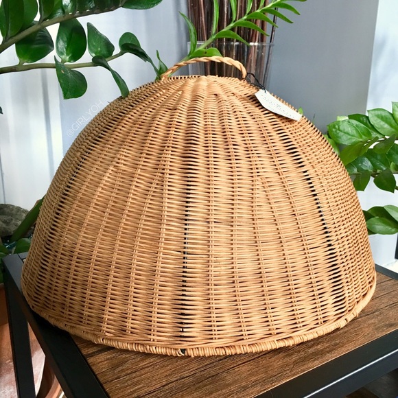 Pottery Barn Other - Large Food Dome Picnic Cover Wicker Rattan Weave